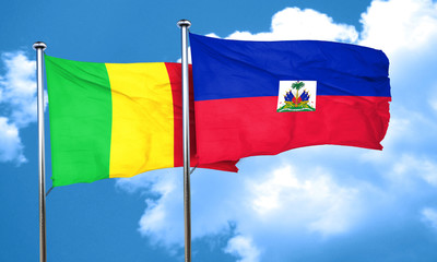 Mali flag with Haiti flag, 3D rendering