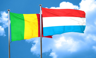 Mali flag with Luxembourg flag, 3D rendering