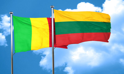 Mali flag with Lithuania flag, 3D rendering