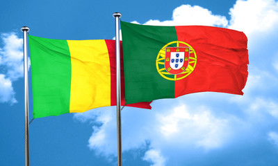 Mali flag with Portugal flag, 3D rendering