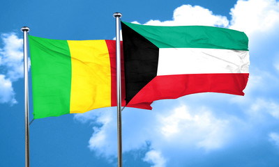 Mali flag with Kuwait flag, 3D rendering
