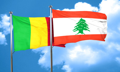Mali flag with Lebanon flag, 3D rendering