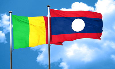 Mali flag with Laos flag, 3D rendering