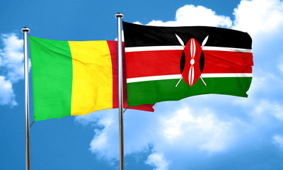 Mali flag with Kenya flag, 3D rendering