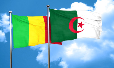 Mali flag with Algeria flag, 3D rendering