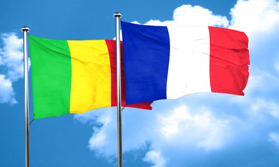 Mali flag with France flag, 3D rendering