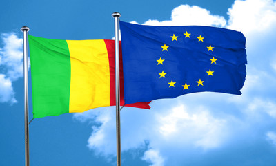 Mali flag with european union flag, 3D rendering