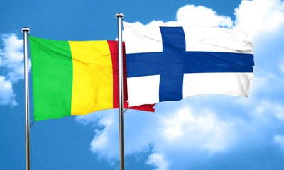 Mali flag with Finland flag, 3D rendering
