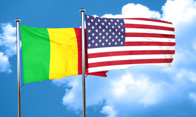 Mali flag with American flag, 3D rendering