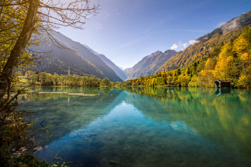 Beautiful autumn landscape with mountain lake, Austria