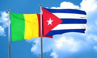 Mali flag with cuba flag, 3D rendering