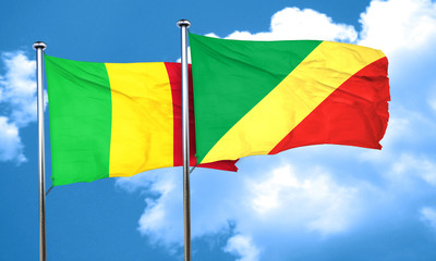 Mali flag with congo flag, 3D rendering