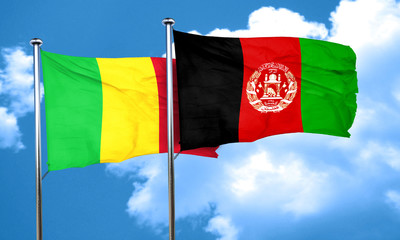Mali flag with afghanistan flag, 3D rendering