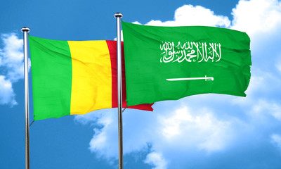 Mali flag with Saudi Arabia flag, 3D rendering