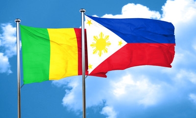 Mali flag with Philippines flag, 3D rendering