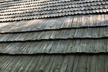 Old wooden shingle roof