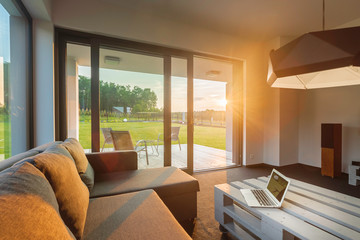 Enjoy sunset from modern living room