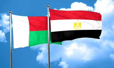Madagascar flag with egypt flag, 3D rendering