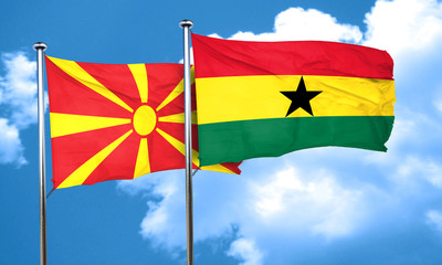 Macedonia flag with Ghana flag, 3D rendering