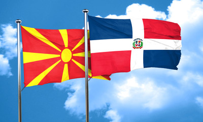 Macedonia flag with Dominican Republic flag, 3D rendering