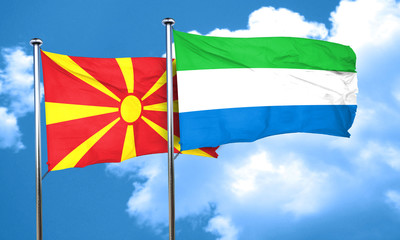 Macedonia flag with Sierra Leone flag, 3D rendering