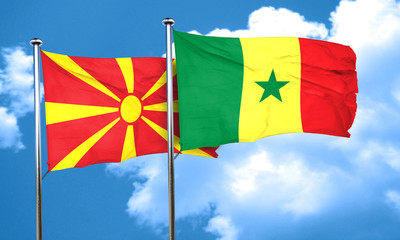 Macedonia flag with Senegal flag, 3D rendering