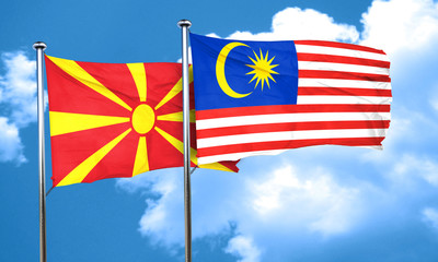 Macedonia flag with Malaysia flag, 3D rendering