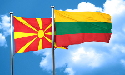 Macedonia flag with Lithuania flag, 3D rendering