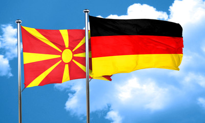 Macedonia flag with Germany flag, 3D rendering