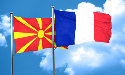 Macedonia flag with France flag, 3D rendering