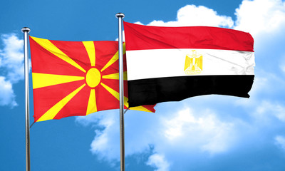 Macedonia flag with egypt flag, 3D rendering