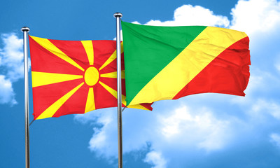 Macedonia flag with congo flag, 3D rendering