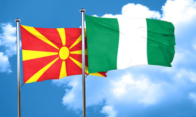Macedonia flag with Nigeria flag, 3D rendering
