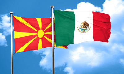 Macedonia flag with Mexico flag, 3D rendering