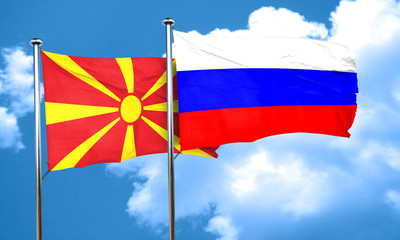 Macedonia flag with Russia flag, 3D rendering