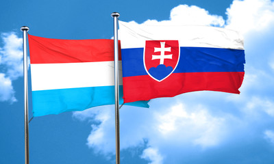 Luxembourg flag with Slovakia flag, 3D rendering