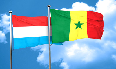 Luxembourg flag with Senegal flag, 3D rendering