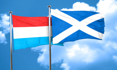 Luxembourg flag with Scotland flag, 3D rendering