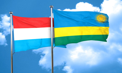 Luxembourg flag with rwanda flag, 3D rendering
