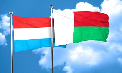 Luxembourg flag with Madagascar flag, 3D rendering