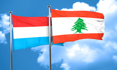 Luxembourg flag with Lebanon flag, 3D rendering