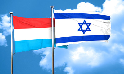 Luxembourg flag with Israel flag, 3D rendering