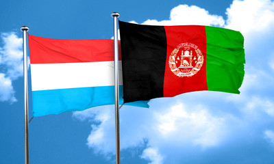 Luxembourg flag with afghanistan flag, 3D rendering