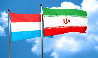 Luxembourg flag with Iran flag, 3D rendering