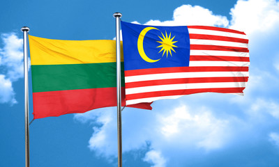 Lithuania flag with Malaysia flag, 3D rendering