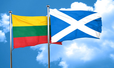 Lithuania flag with Scotland flag, 3D rendering