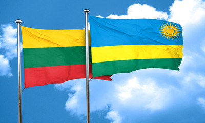Lithuania flag with rwanda flag, 3D rendering