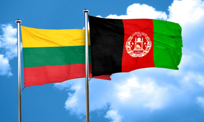 Lithuania flag with afghanistan flag, 3D rendering