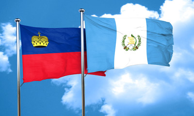 Liechtenstein flag with Guatemala flag, 3D rendering