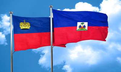 Liechtenstein flag with Haiti flag, 3D rendering